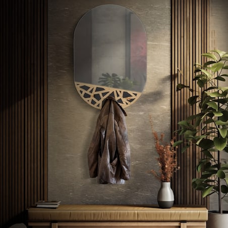 Lustro ścienne App-Abiti Carv, kolor wielokolorowy, płyta MDF, 60 x 5,3 x 90 cm, do salonu i przedpokoju, Mauro Ferretti