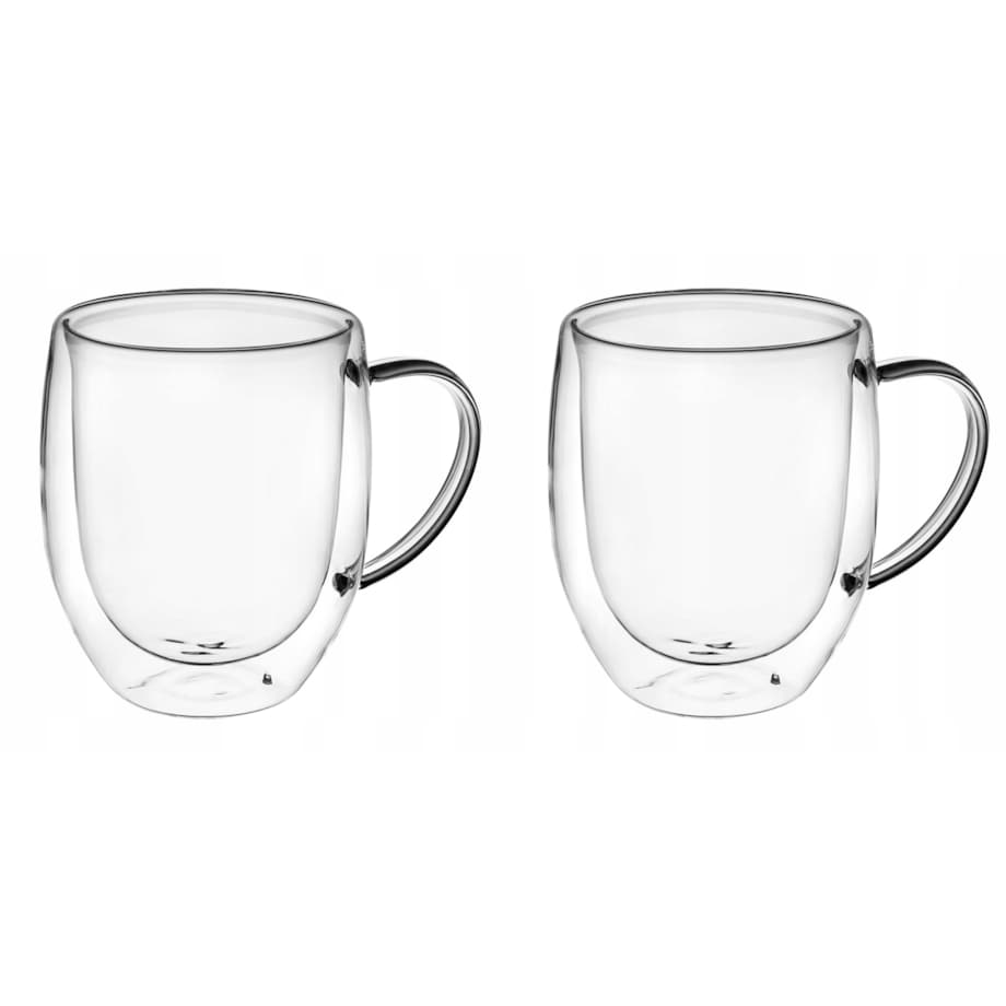 SZKLANKA kubek termiczna 2x 340 ml na kawę herbatę podwójna ścianka szkło