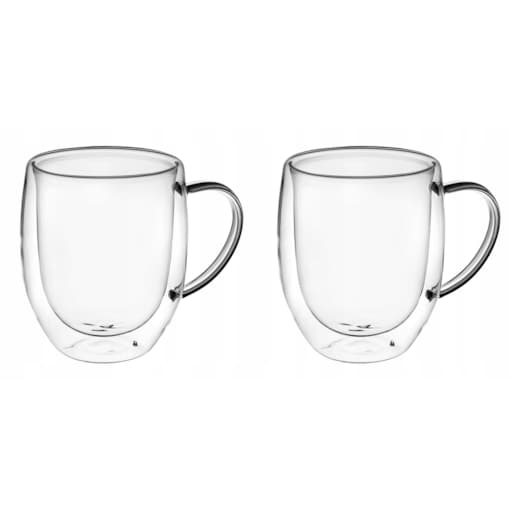 SZKLANKA kubek termiczna 2x 340 ml na kawę herbatę podwójna ścianka szkło