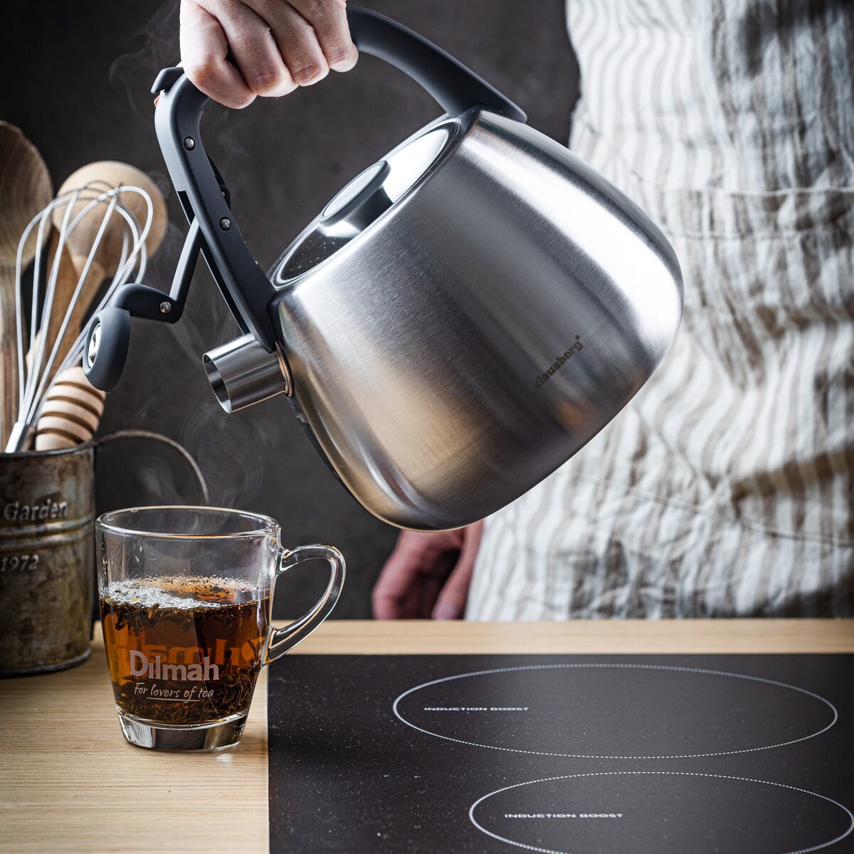 Czajnik stalowy na gaz 2.5L indukcja srebrny satynowy KLAUSBERG