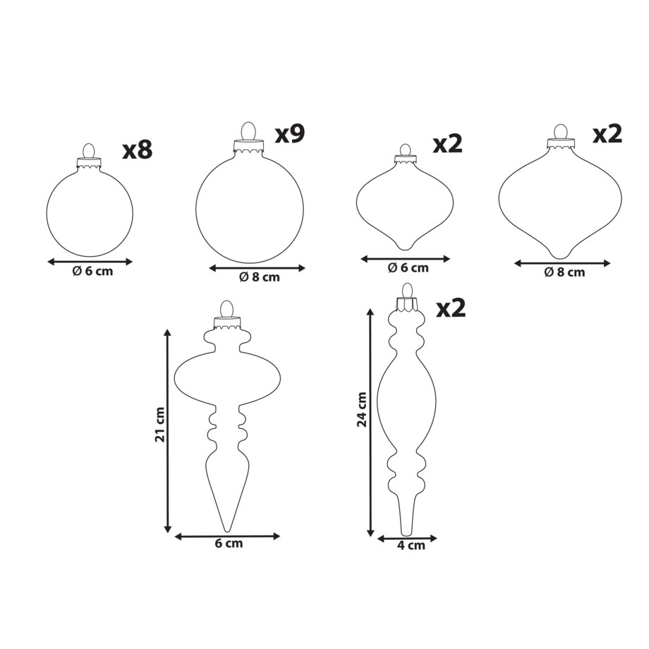 Zestaw 24 bombek WINTERLIGHT Szkło Różowe złoto