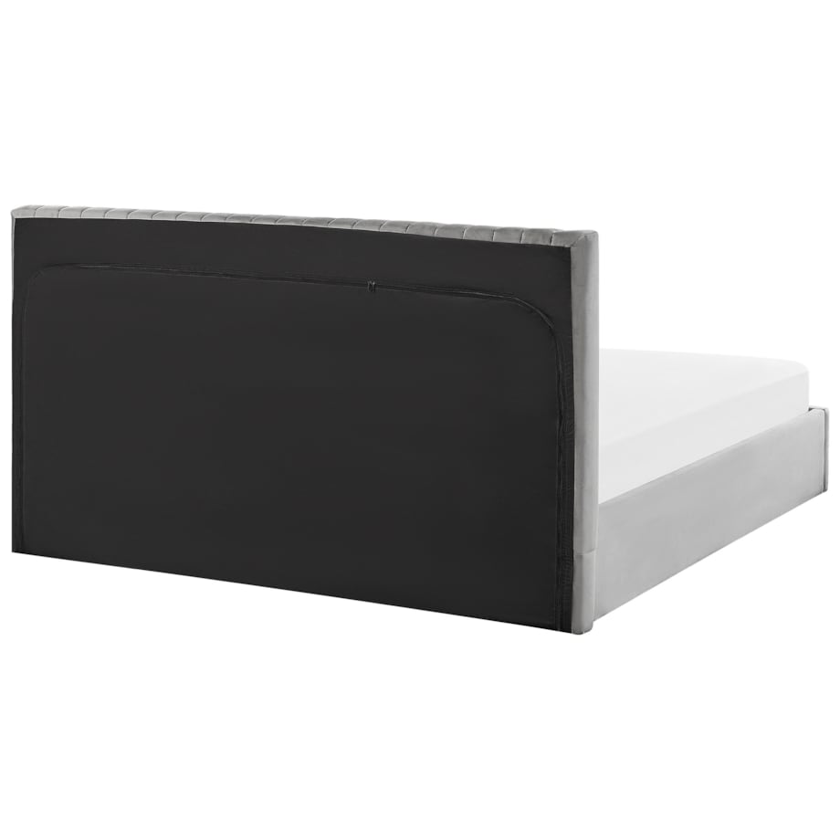 Łóżko z pojemnikiem welurowe 180 x 200 cm szare VION