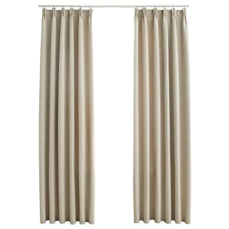 vidaXL Zasłony zaciemniające z haczykami, 2 szt., beżowe, 140x255 cm