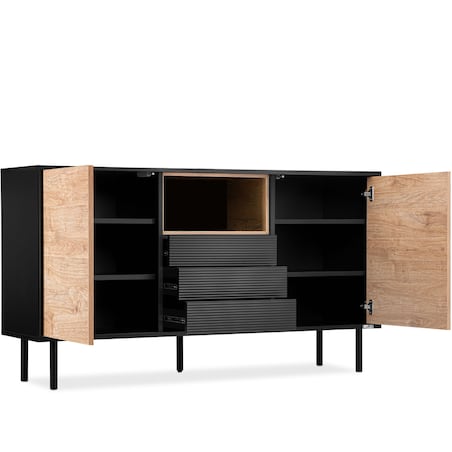 KONSIMO LOFTY Komoda w stylu loft z szufladami i szafkami na wysokich nóżkach