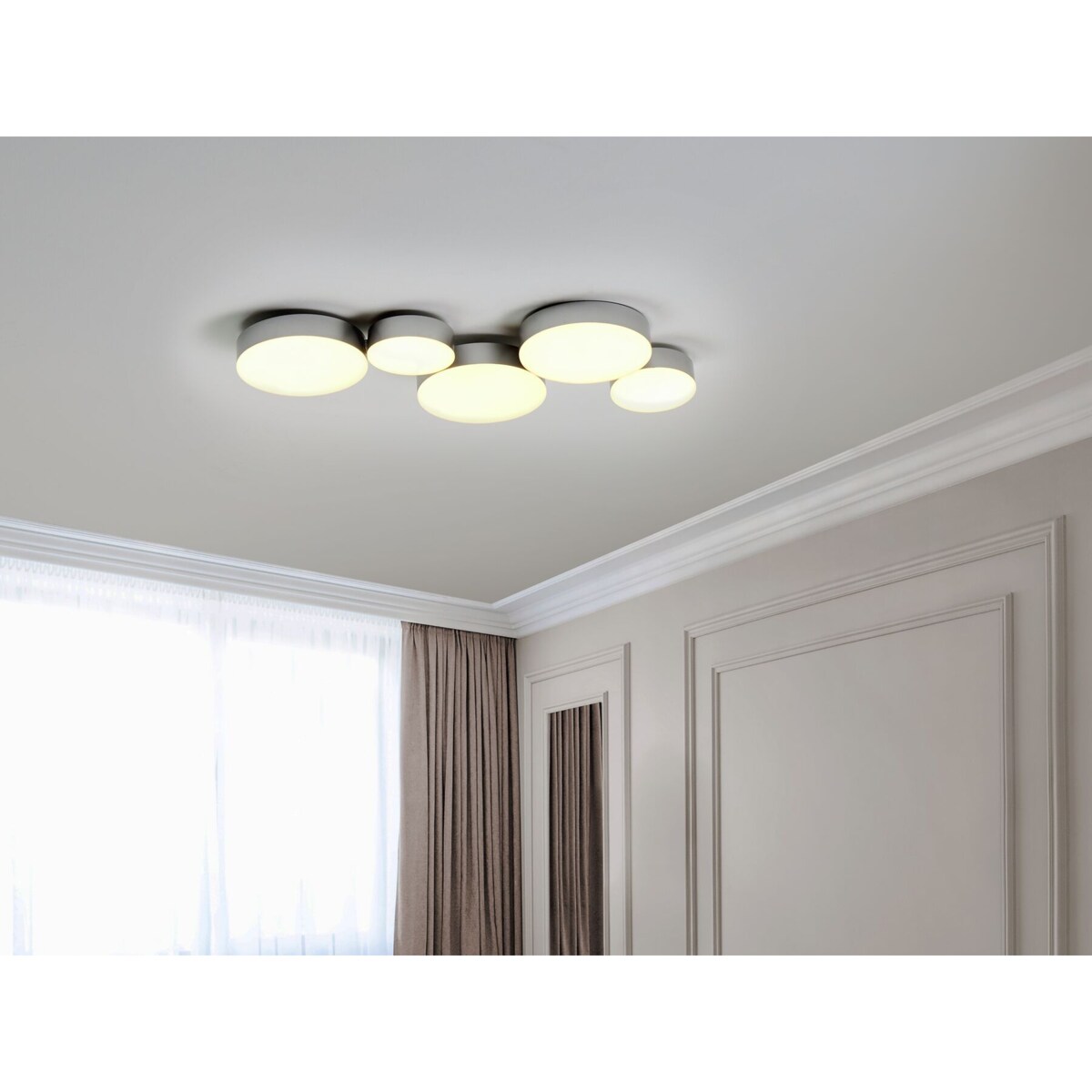 Lampa sufitowa LED 5-punktowa metalowa srebrna LUGA