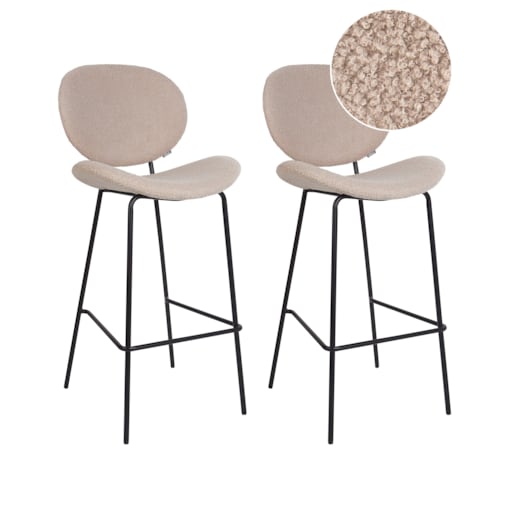 Krzesło barowe Zestaw 2 Boucle Jasnobeżowy LUANA