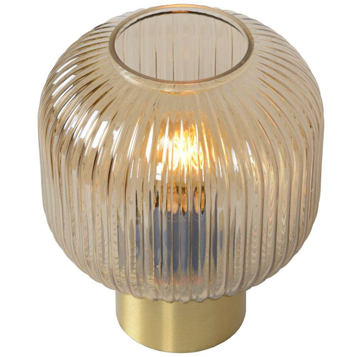 Loftowa LAMPA stołowa MALOTO  45586/20/62 Lucide stojąca LAMPKA szklana bursztynowa mosiądz