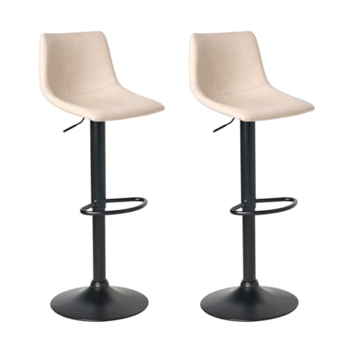 Zestaw 2 hokerów barowych LEBRIJA Ekoskóra Obrotowy Jasnobeżowy