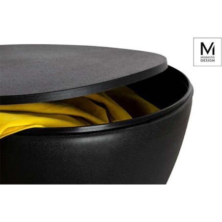 Stołek ze schowkiem Tamburo PP612.BLACK do pokoju czarny, King Home