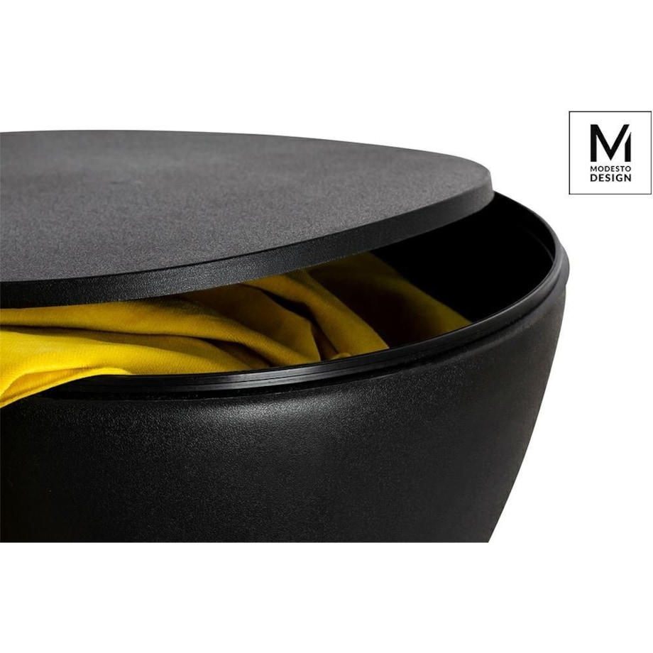 Stołek ze schowkiem Tamburo PP612.BLACK do pokoju czarny, King Home