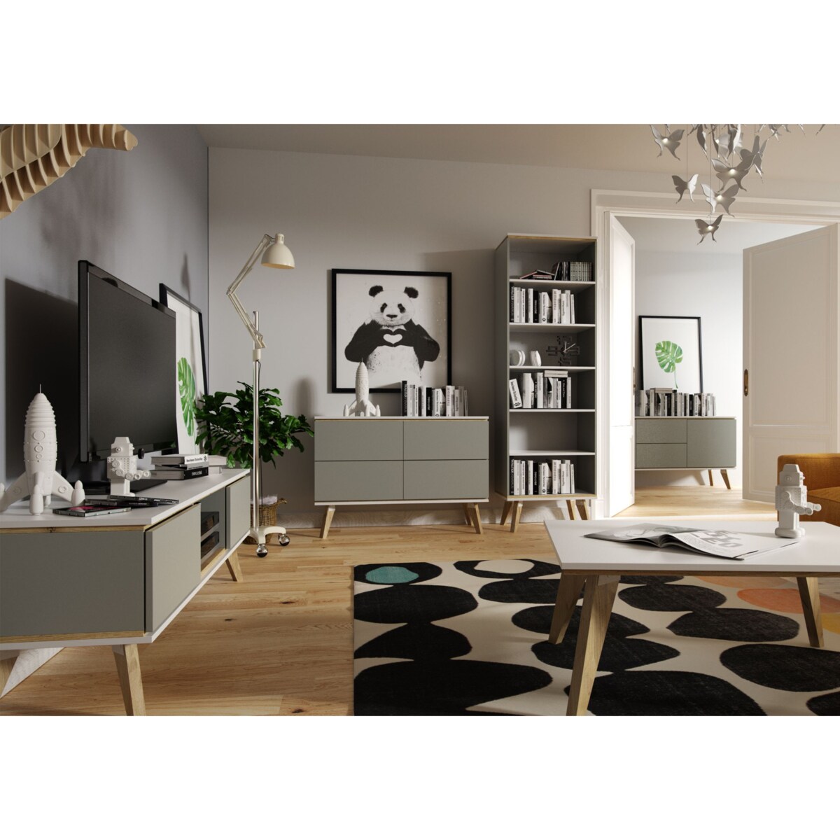 Szara Komoda Rtv Jorgen / szer. 160 cm