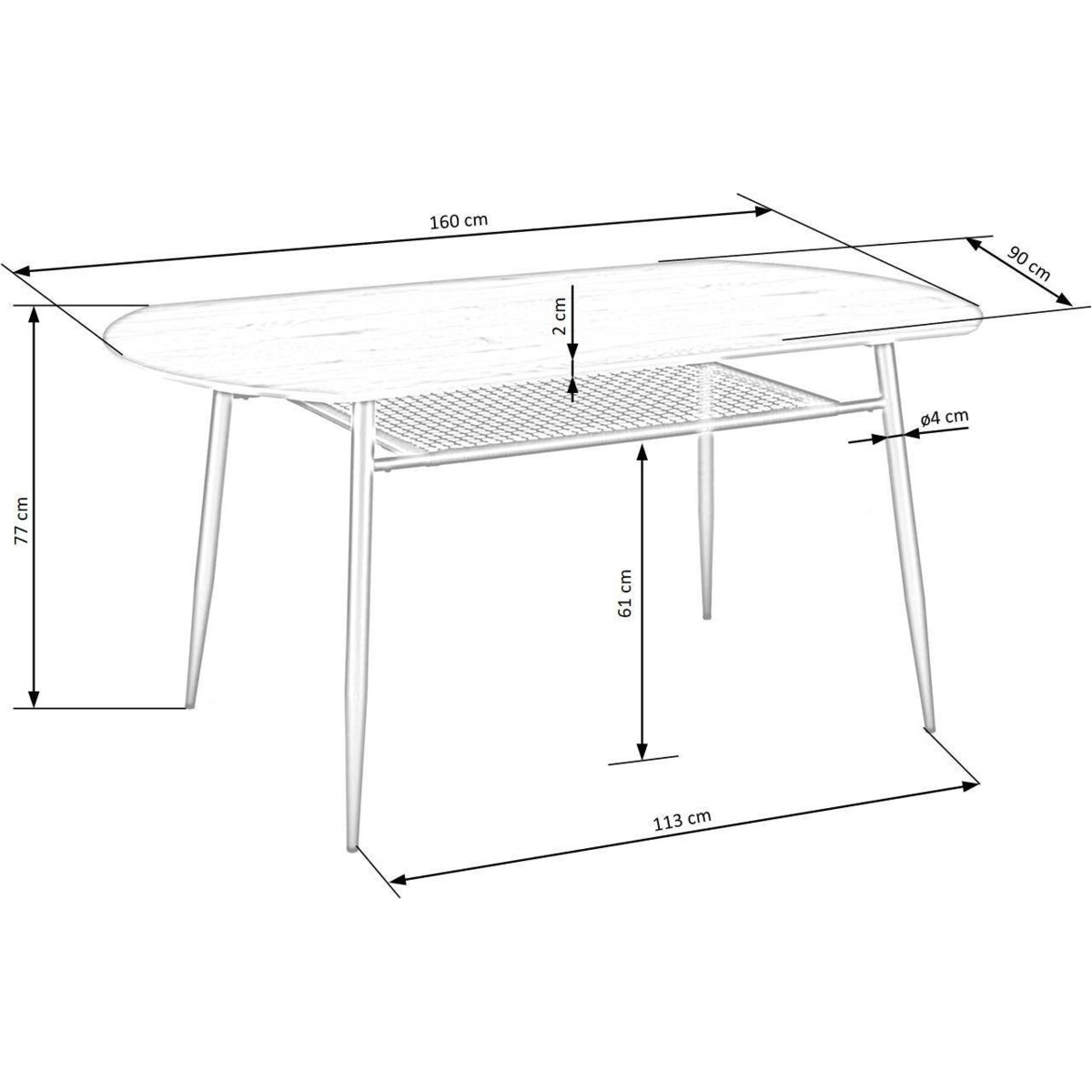 STÓŁ OWALNY Sonic dąb złoty CZARNE STALOWE NOGI rattan