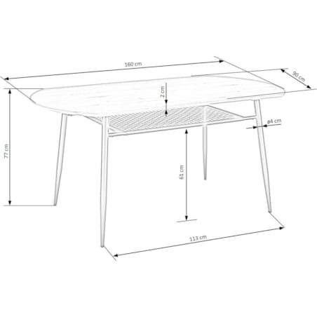 STÓŁ OWALNY Sonic dąb złoty CZARNE STALOWE NOGI rattan