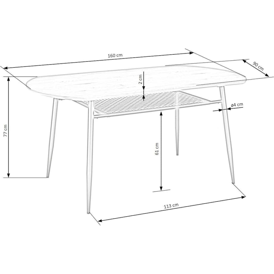 STÓŁ OWALNY Sonic dąb złoty CZARNE STALOWE NOGI rattan