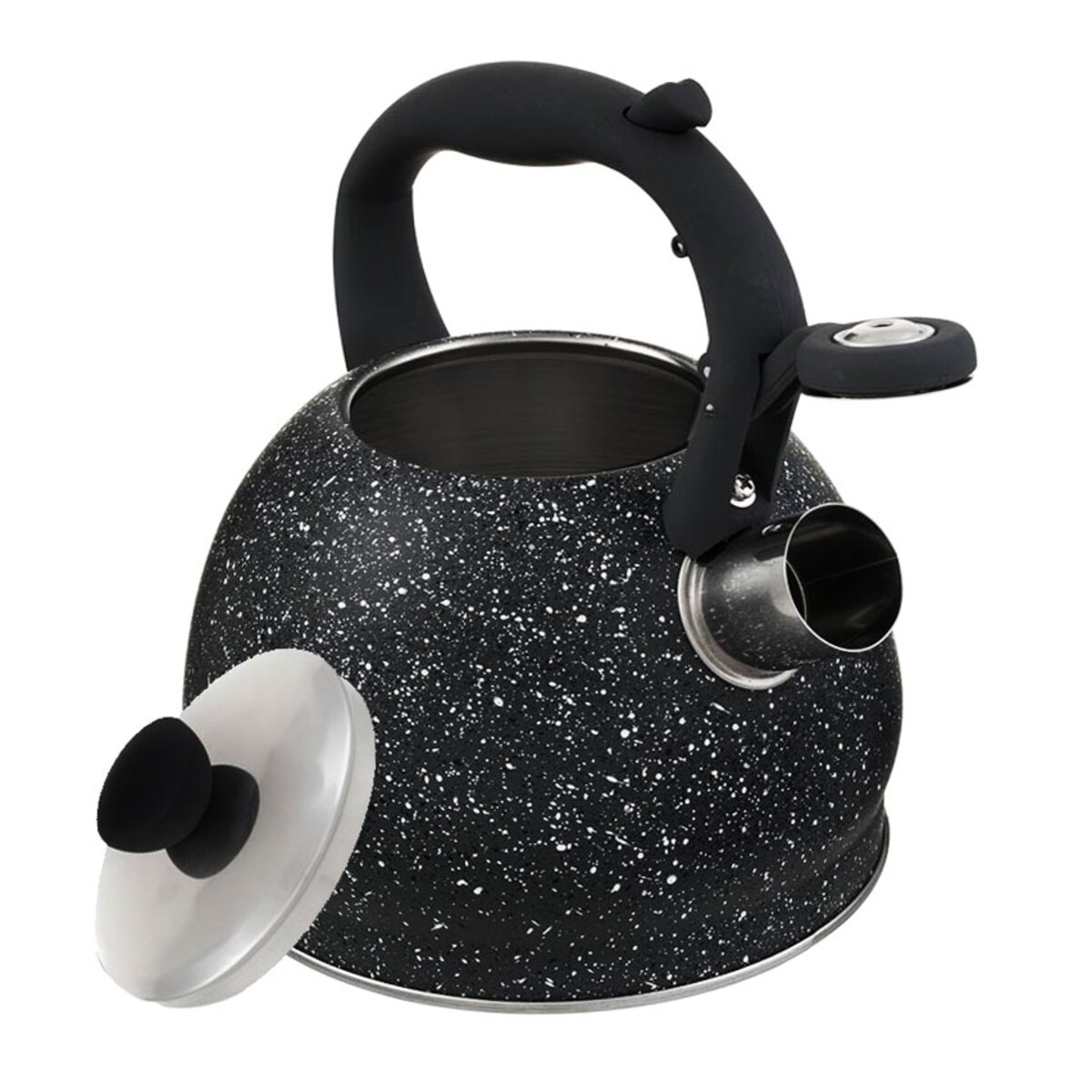 Czajnik stalowy z gwizdkiem 3L indukcja gaz czarny marmurek KLAUSBERG