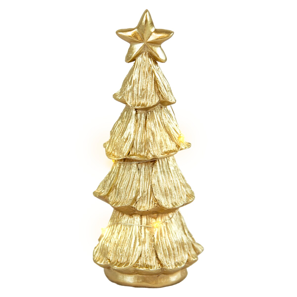 Choinka Led Złota Świecąca Figurka 15,5 Cm Ozdobna Dekoracja Świąteczna Na Baterie