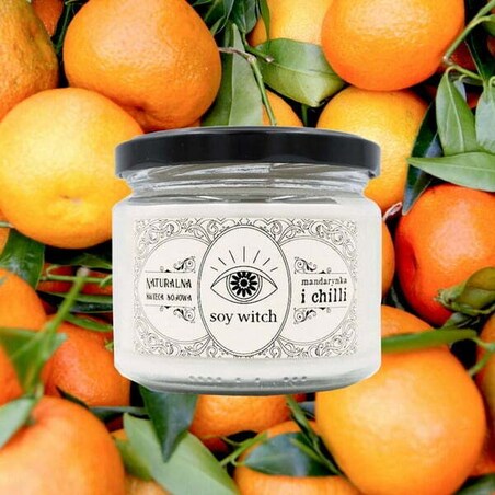 Wegańska Świeczka Świeca Sojowa Zapach mandarynka i Chilli 50H Palenia