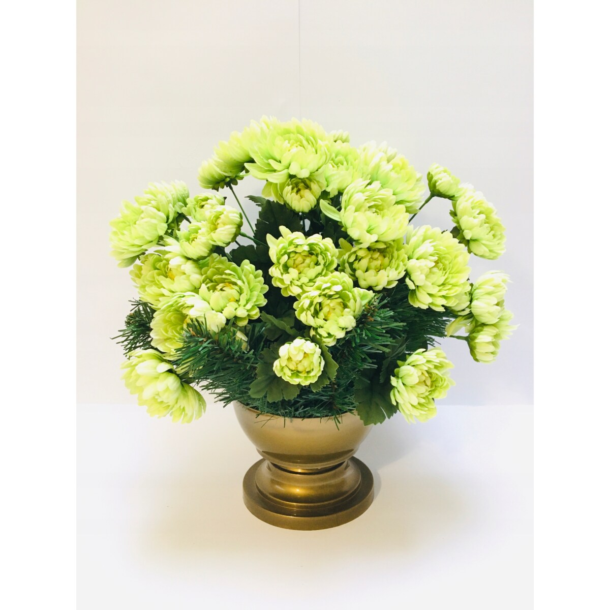 GOTOWY SZTUCZNY CHRYZANTEMA w doniczce zalewanej ciężka na cmentarz święta