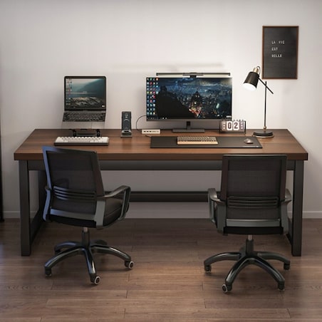 Biurko komputerowe nowoczesne ciemny buk industrialne loft 120 cm gamingowe