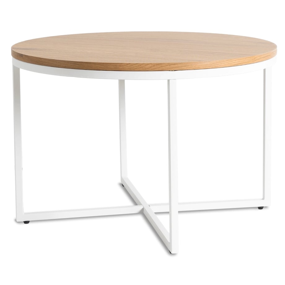 Stolik Kawowy Okrągły Skandynawski Ława Do Salonu Biały Dąb HANTEL Ø70