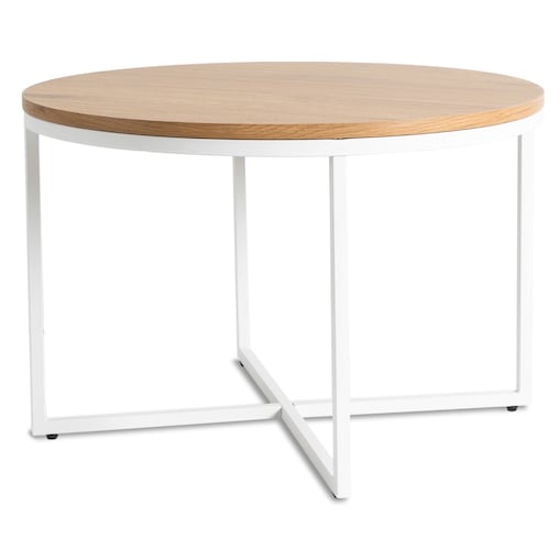 Stolik Kawowy Okrągły Skandynawski Ława Do Salonu Biały Dąb HANTEL Ø70