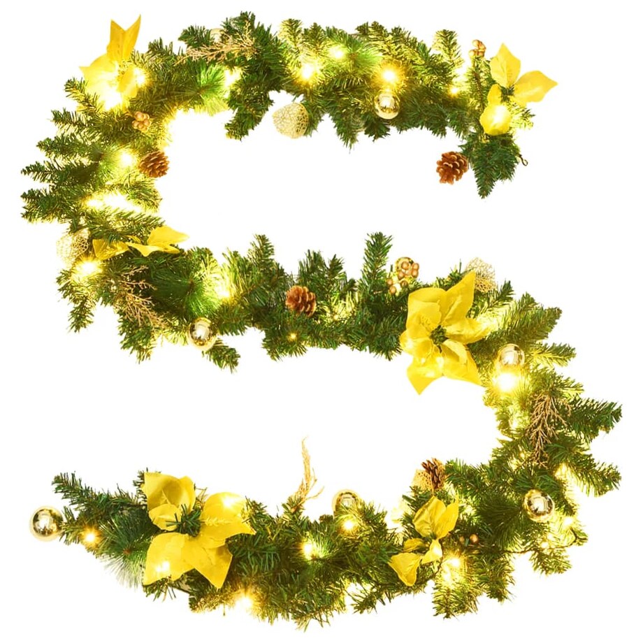 vidaXL Świąteczna girlanda z lampkami LED, zielona, 2,7 m, PVC