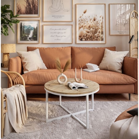 Okrągły stolik kawowy CIRI-X biały dąb artisan