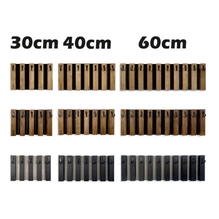 Drewniany wieszak na klucze Lamele 60cm czarny