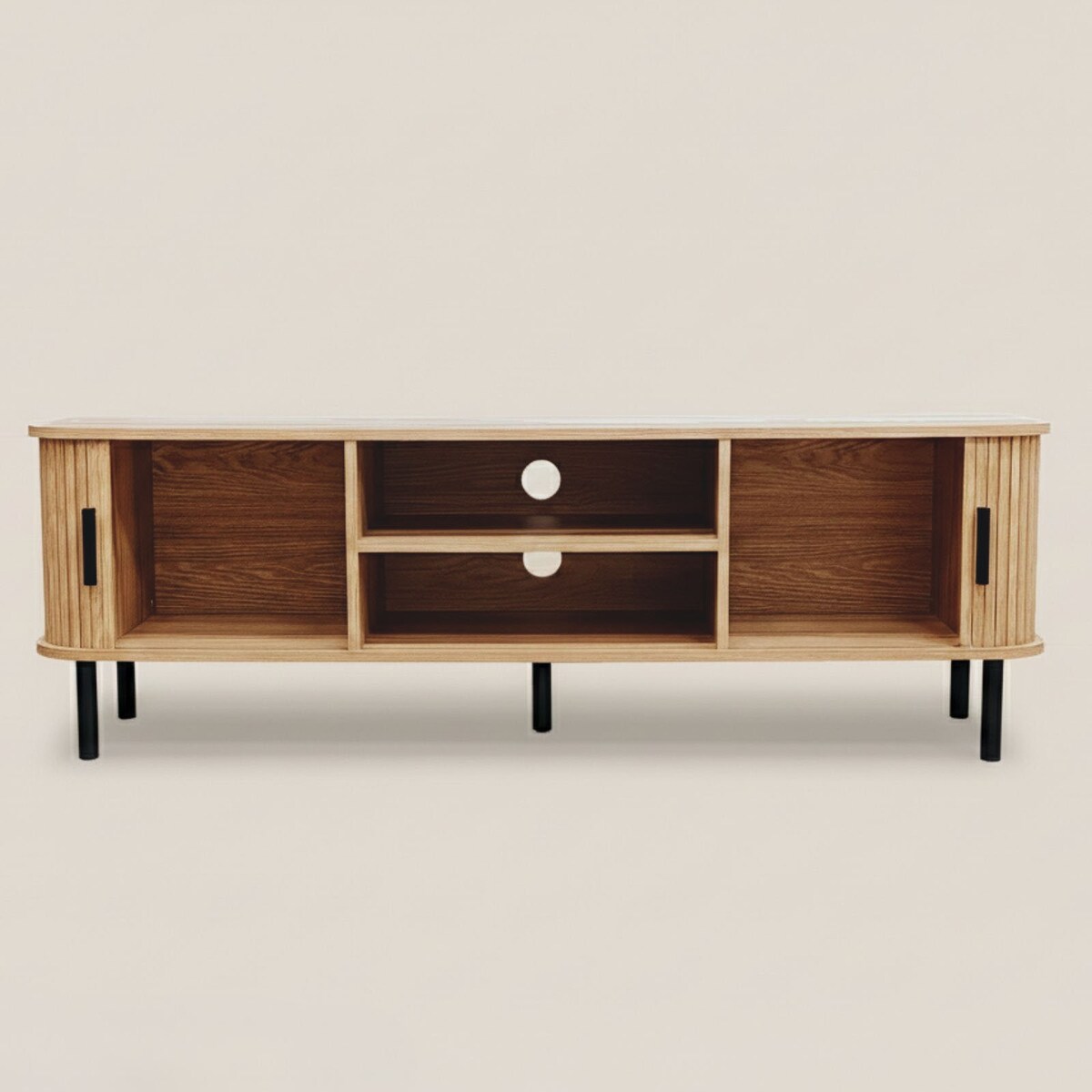 Szafka rtv ryflowana SCAVA, 140 x 40 x 46 cm