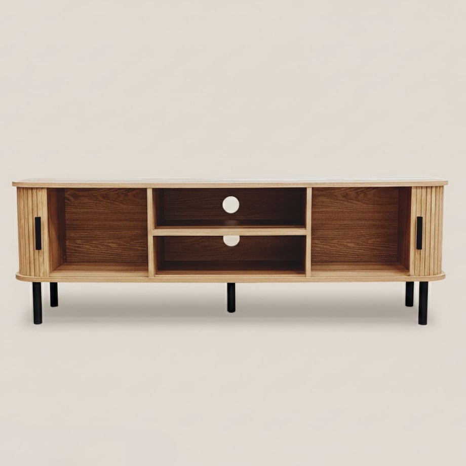 Szafka rtv ryflowana SCAVA, 140 x 40 x 46 cm