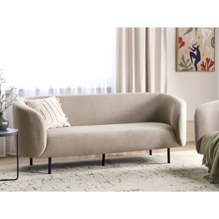 Sofa trzyosobowa tapicerowana beżowoszara LOEN