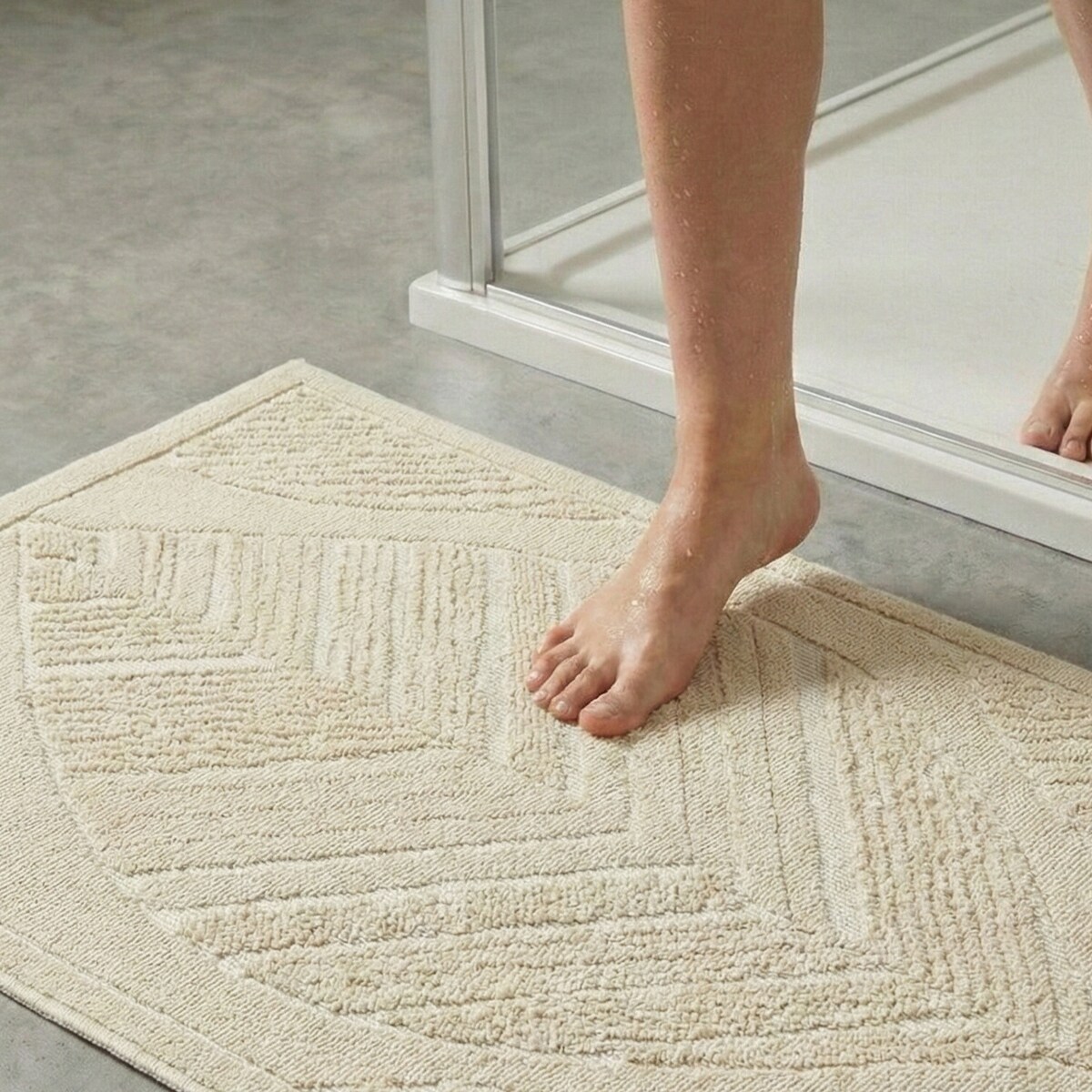 Zestaw 2 szt Dywanik bawełniany 60x90 cm Lino antypoślizgowy egipski do prania pokoju łazienki Boho beżowy