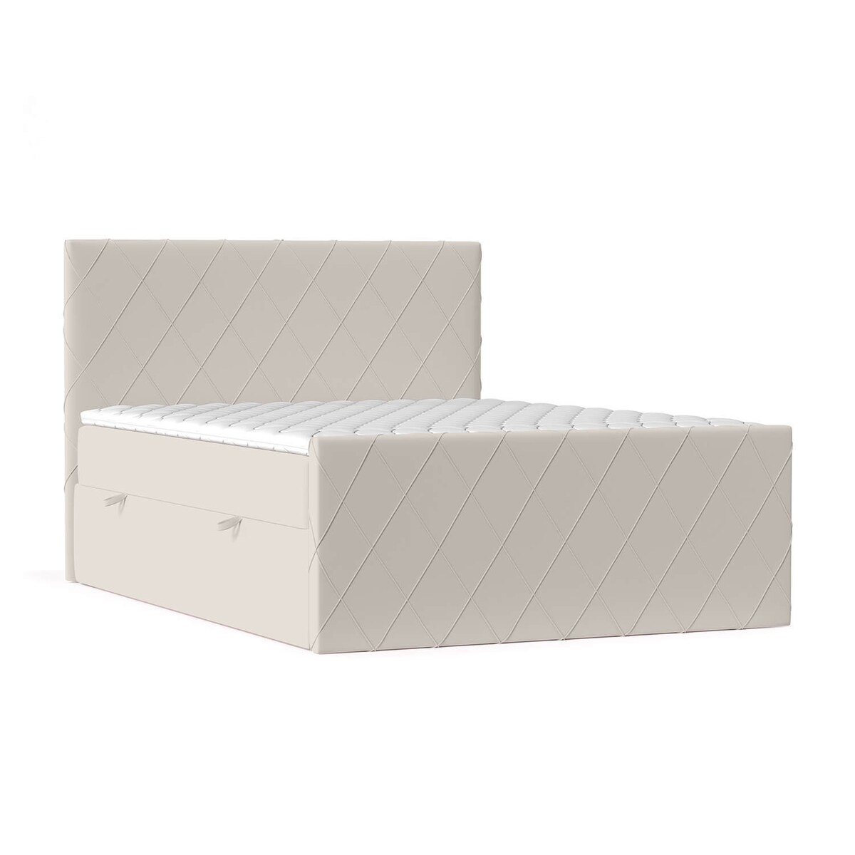 Łóżko kontynentalne PLATINE 140x200 z pojemnikiem, Jasny Beż, tkanina Magic Velvet 2201