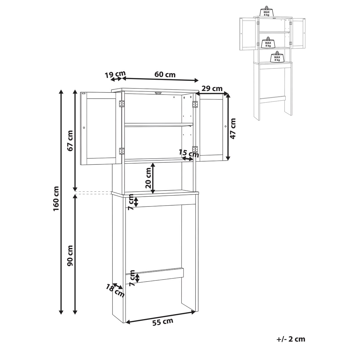 Szafka łazienkowa ATJONI 60 cm Szary