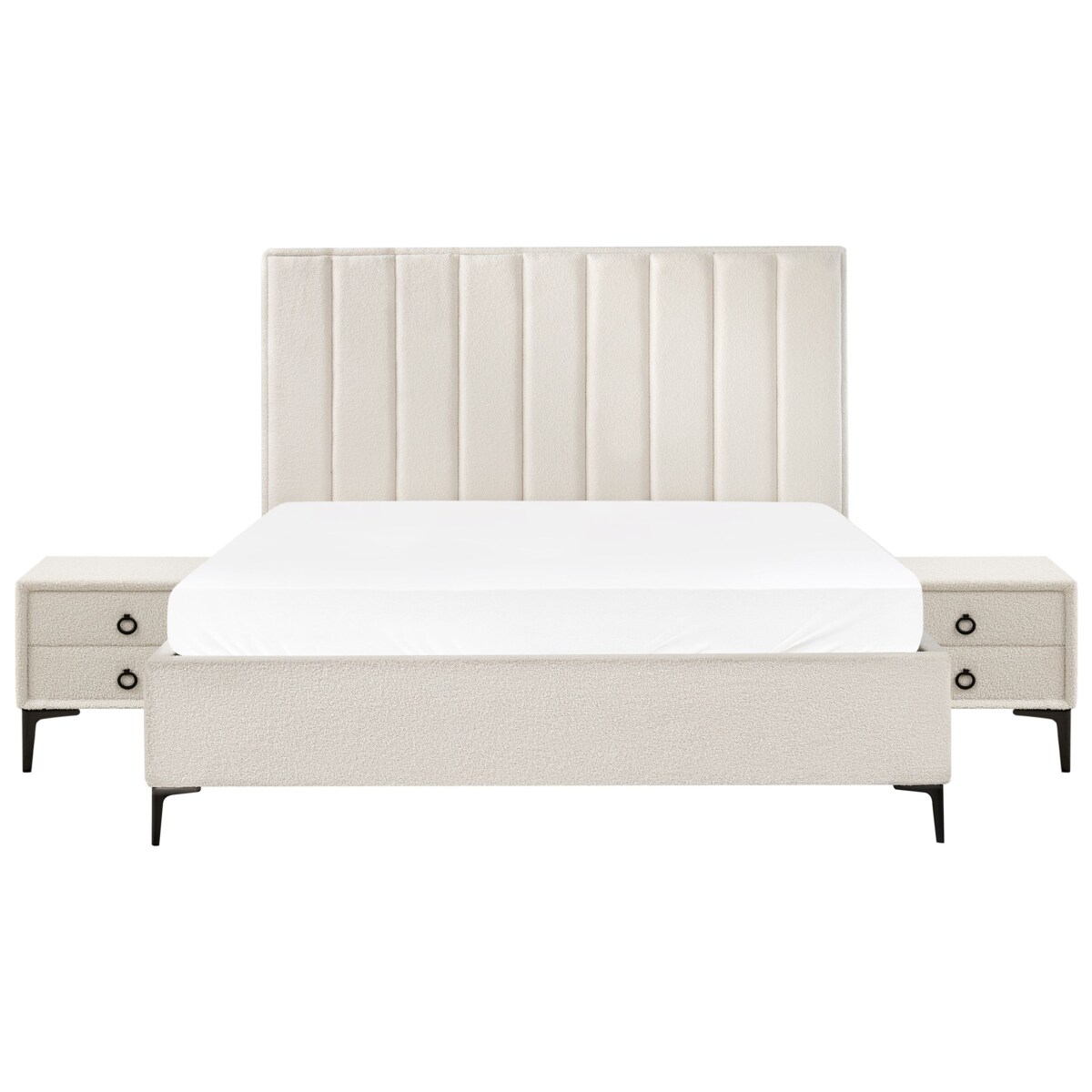 Zestaw do sypialni Boucle SEZANNE 180 x 200 cm Złamana biel