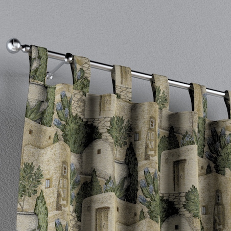 Zasłona na szelkach 1 szt. 130x260 piaskowo-zielony motyw śródziemnomorski