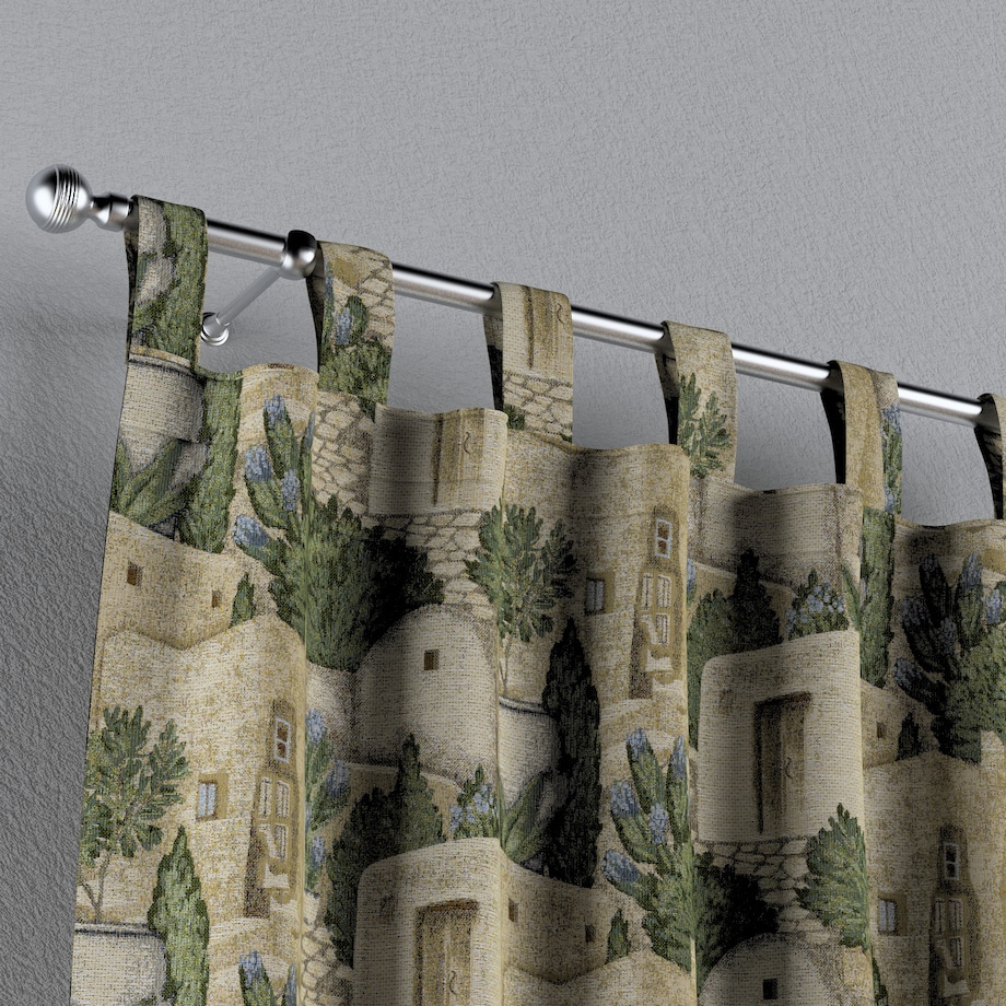 Zasłona na szelkach 1 szt. 130x260 piaskowo-zielony motyw śródziemnomorski