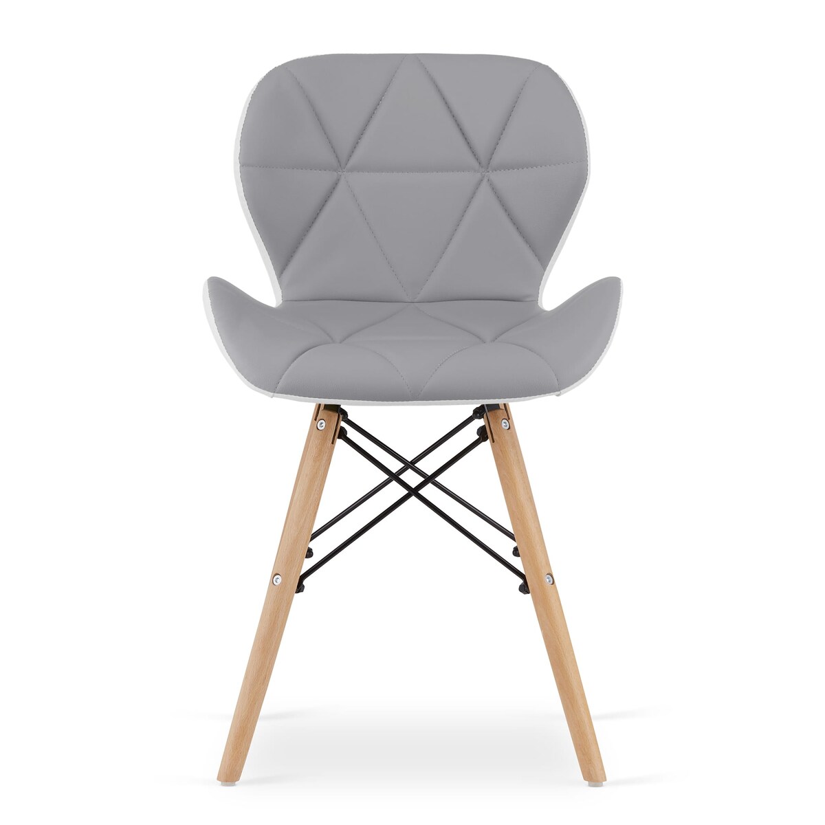 Krzesło Do Jadalni Kuchni Salonu Lago Ekoskóra - Szaro-Białe X 3