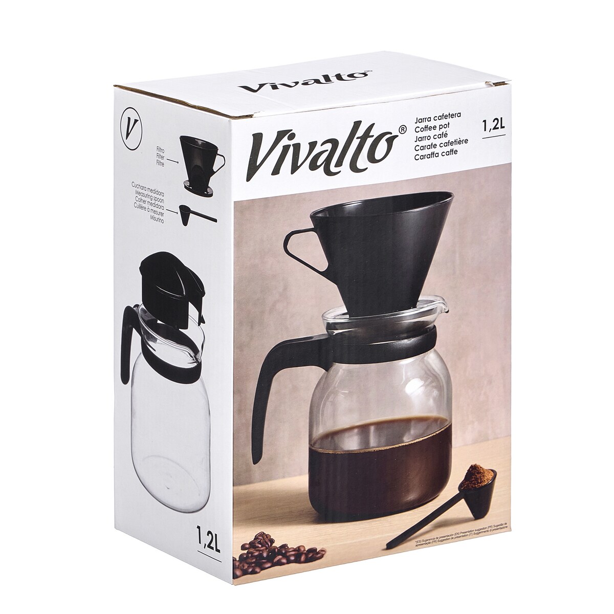 Dzbanek szklany z filtrem przelewowym i pokrywką 1,2 l