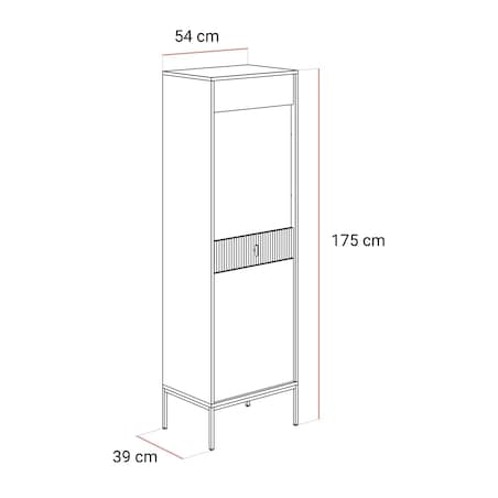 Witryna MIDNIGHT z przeszklonym frontem na stelażu, czarna