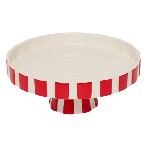 Ceramiczna patera świąteczna, czerwono-biała, Ø 27 cm