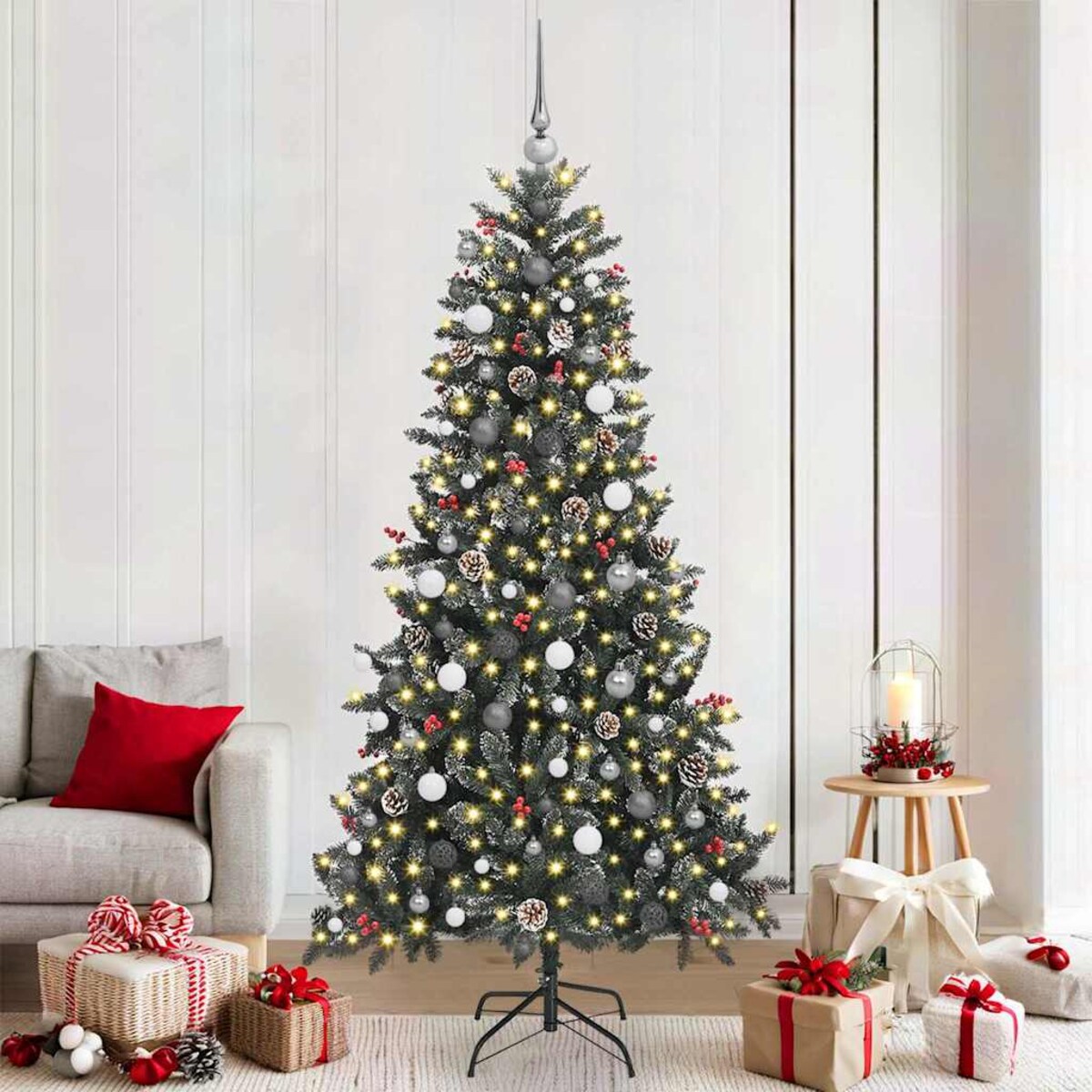 vidaXL Sztuczna choinka Zielony 114 x 114 x 210 cm PVC, plastik i stal