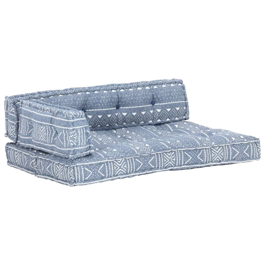 vidaXL Sofa z poduszek na paletę, tkanina, indygo patchwork
