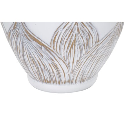 Lampa stołowa Oval Atene, kolor bielony i brązowy, żywica syntetyczna i żelazo, 38 x 38 x 67 cm, kształt owalny, 1 x E27, max. 40 W, Mauro Ferretti