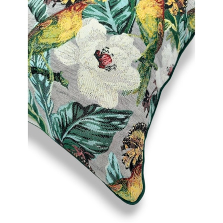 Poduszka dekoracyjna w liście i ptaki 45x45 - Echo Puszczy - polski żakard