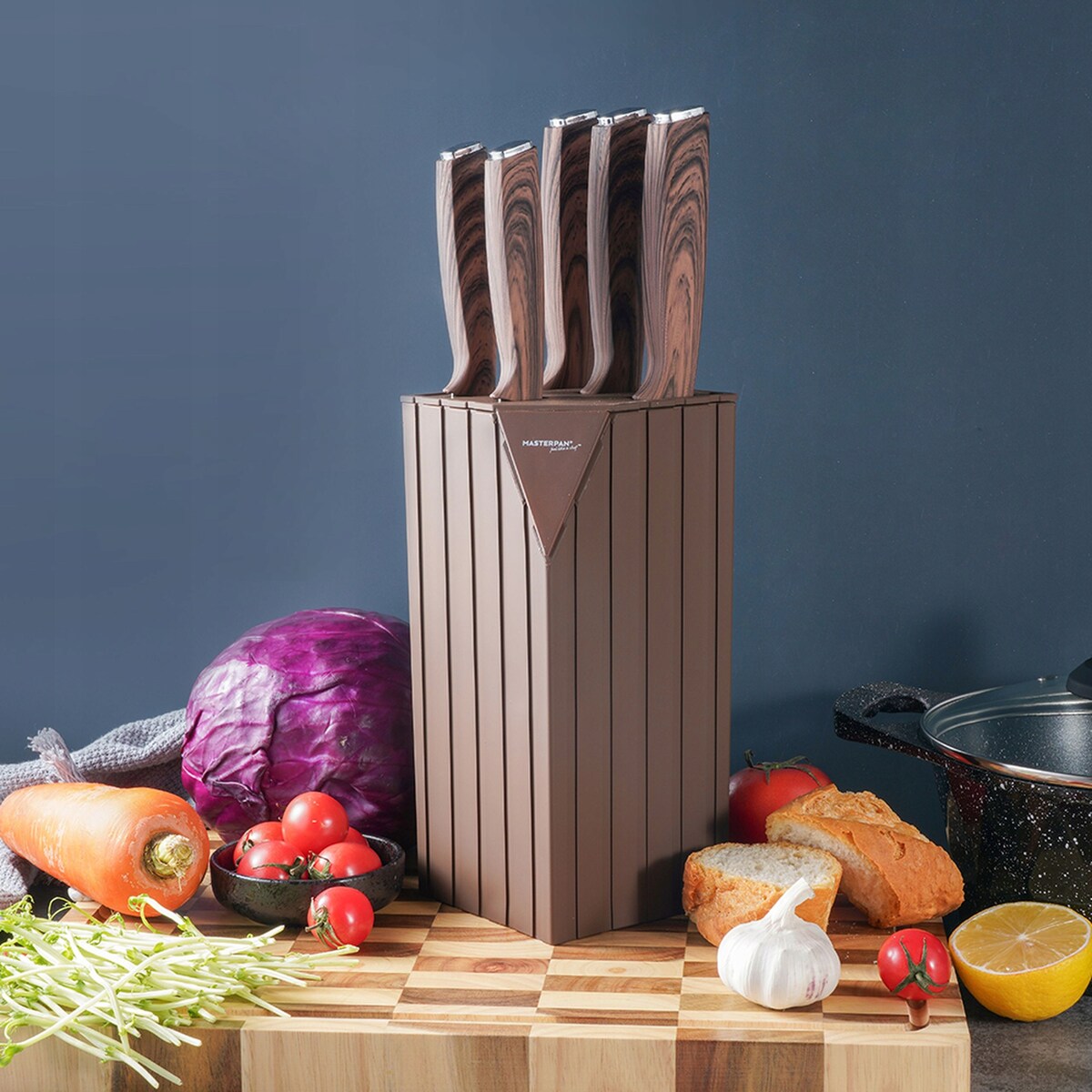 Zestaw Komplet Noży Kuchennych W Bloku 6 El. Ostre Premium