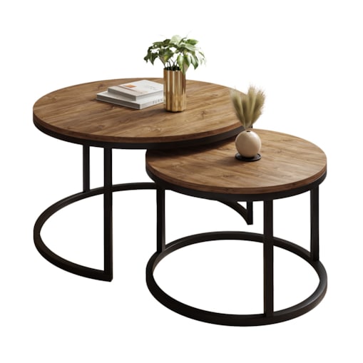 Okrągły stolik kawowy CIRI 2w1 czarny dąb stirling