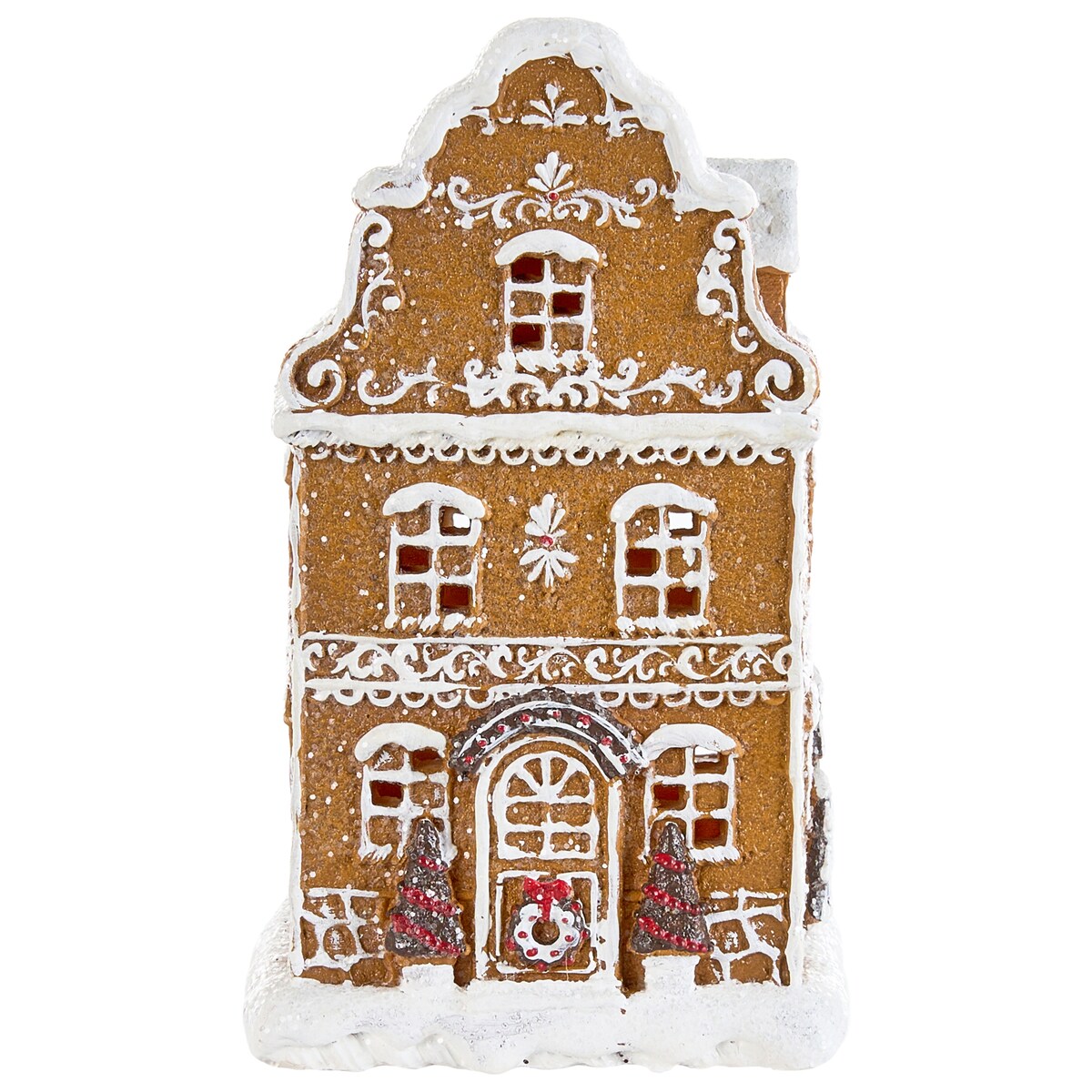 Zestaw 3 dekoracji świątecznych LED RIMPI 21/25/26 cm Domek Brązowy