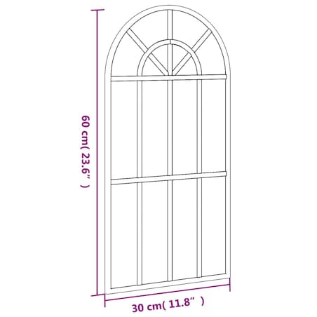 vidaXL Lustro ścienne, czarne, 30x60 cm, zakończone łukiem, żelazo