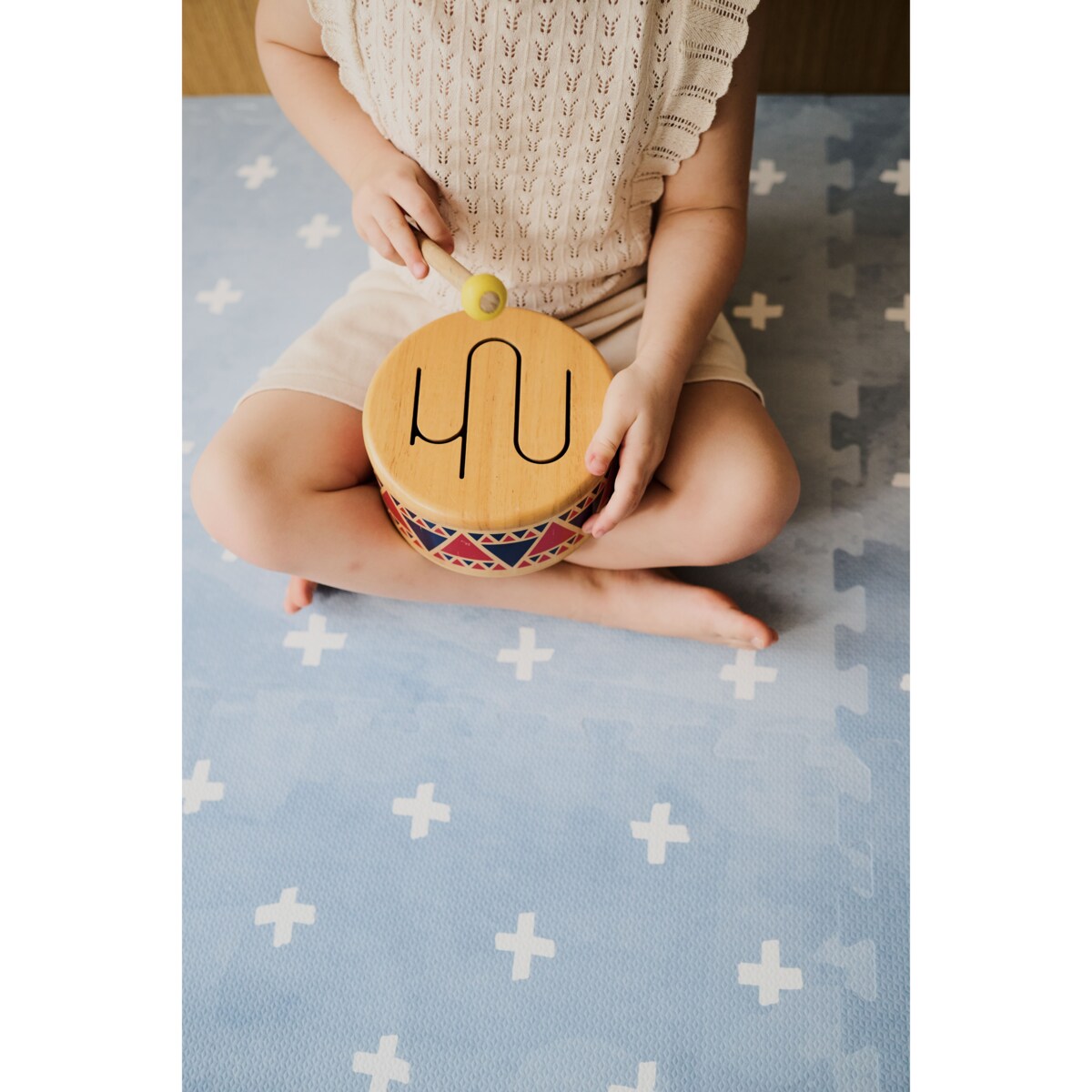 Mata Piankowa Puzzle OLYA KIDS wzór CROSS AZURE 120x180 cm